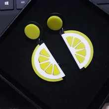 Панк акриловые мода фрукты lemon серьги стержня для женщин ночной клуб ухо ювелирные изделия хип-хоп