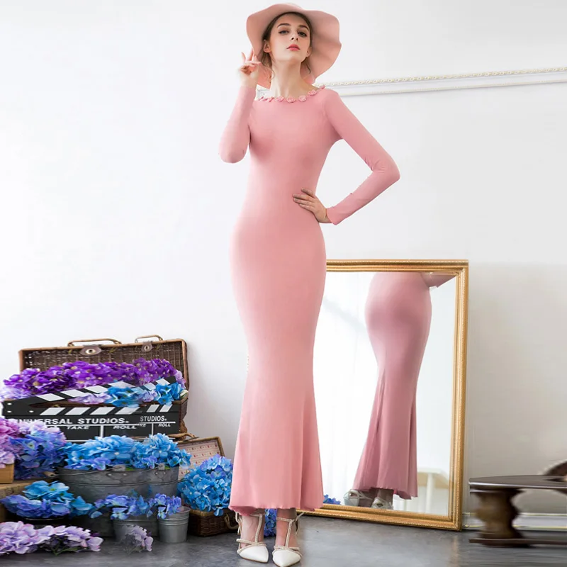 

latest sexy designs trumpet mermaid back split cotton long winter celebrity boutique dresses 9267