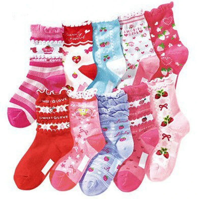 2018 New Arrival 10 Pairs/lot Girls Socks Beautiful 6 10 Years Kids