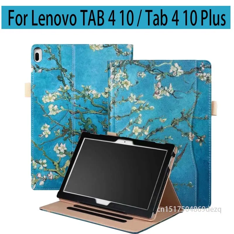 Tab4 10 Plus X704F X704N PU Leather Case Cover Print 10 1 Stand Skin For Lenovo