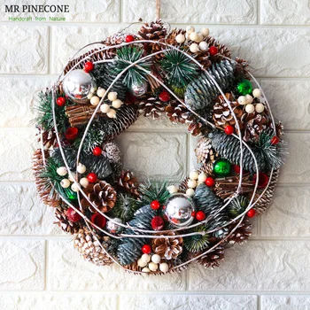 

2019 Rattan Christmas Wreath Wedding Home Decorations New Year Door Hangings Navidad Natal Decors Winter Snow Rustic Decoration