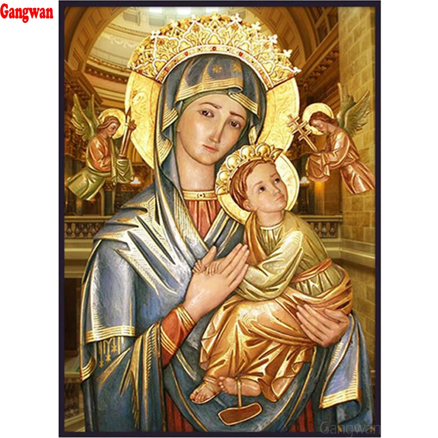 Алмазная живопись Дева Мария дети христианская религия Иисус Христа Сделай Сам