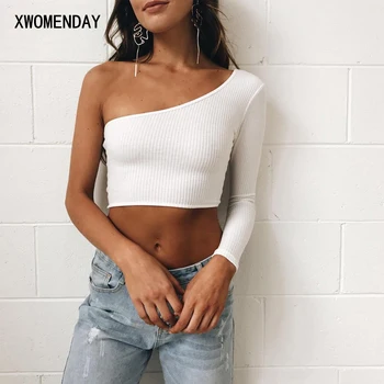 

Off Shoulder Camisole Tank Top Female Knitted Crop Top 2018 Summer Women White Sexy Tops Elastic Cotton Short Cropped Camis Tees