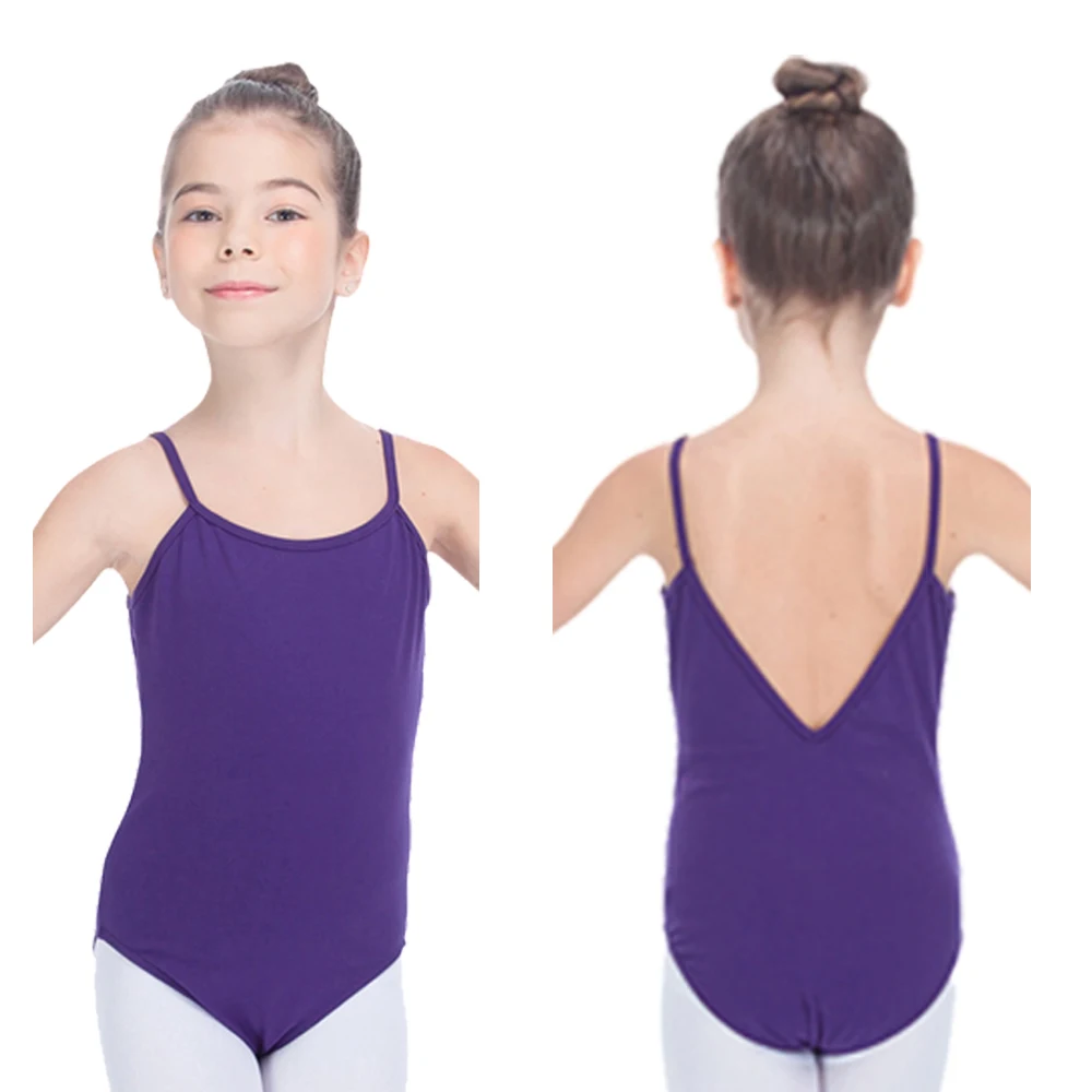 Purple And More Colors Cotton/lycra Camisole Dance Leotard With V Back