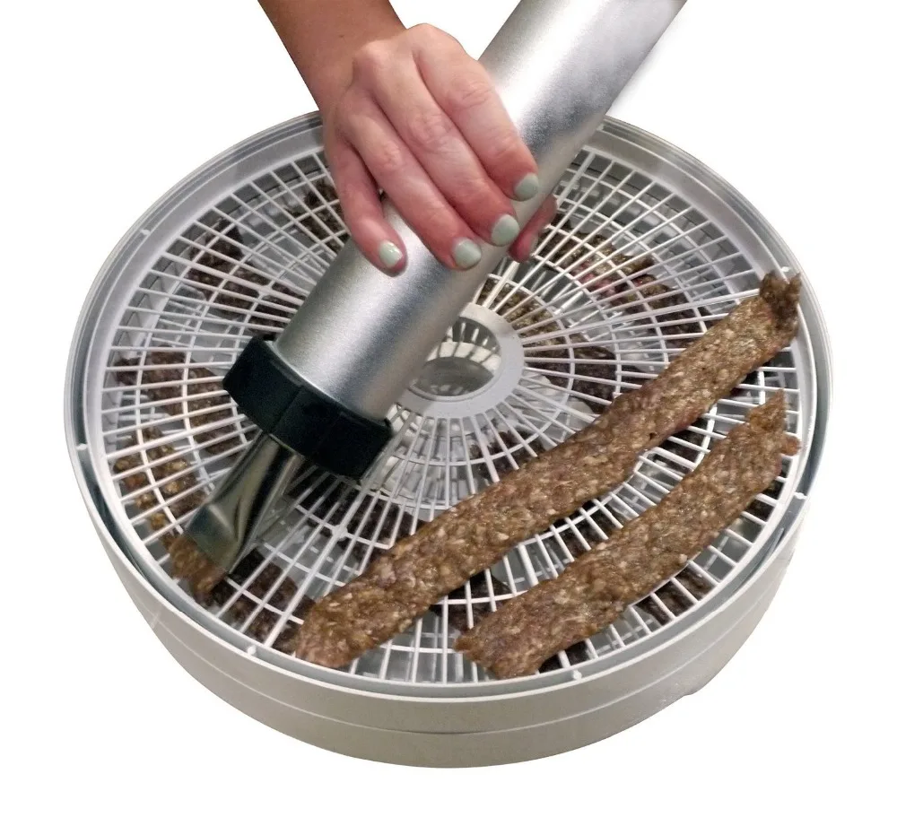 Jerky Gun Aluminum Tube Holds 1.5lbs of Ground Meat Jerky Blaster Jerky Cannon with 2pcs Stainless Steel Nozzles Jerky Cannon