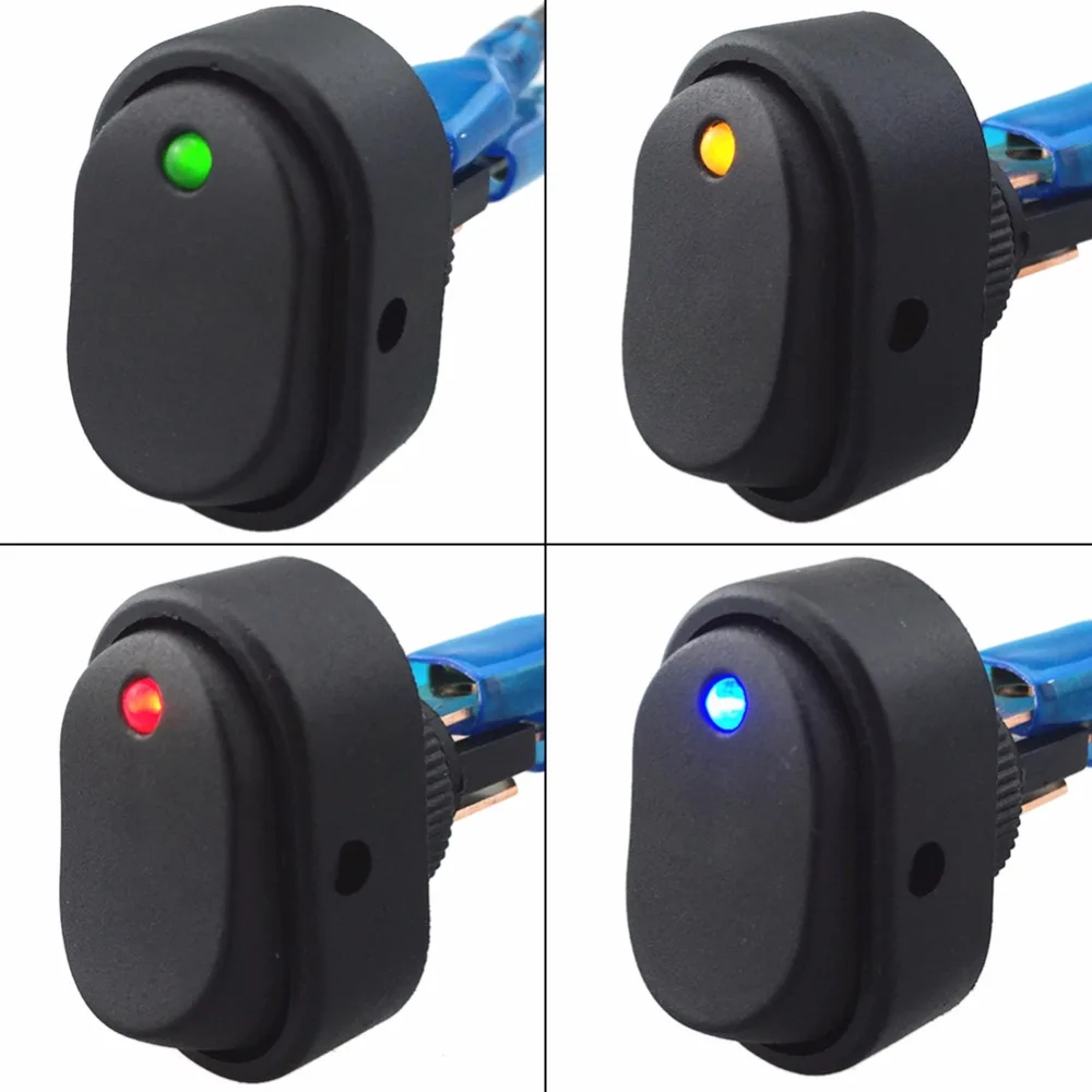 

4Pcs LED Light Switch 12V 30A Heavy Duty 3Pin ON-OFF SPST Rocker Toggle Switch for Car Auto Boat Marine Red/Blue/Green/Yellow