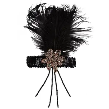 

Feamle Indian Tassels Feather Headpiece Flapper Headband Charleston Rhinestone Wedding Party Fancy Dress Women Hair Accessory