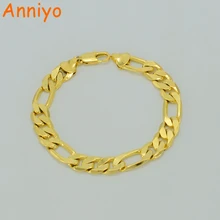 Anniyo длина 21,5 см, мужской браслет-цепочка и звено, золотой цвет, ручная цепочка для женщин, толстый браслет для мужчин#012102