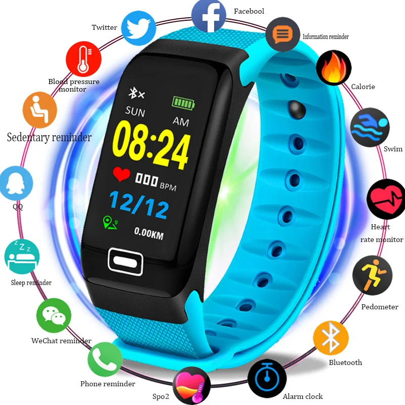 

BANGWEI 2019 New Smart Watch Heart Rate Tracker Blood Pressure Oxygen Fitness Wrisband IP68 Waterproof Smart Watch Men Women+Box