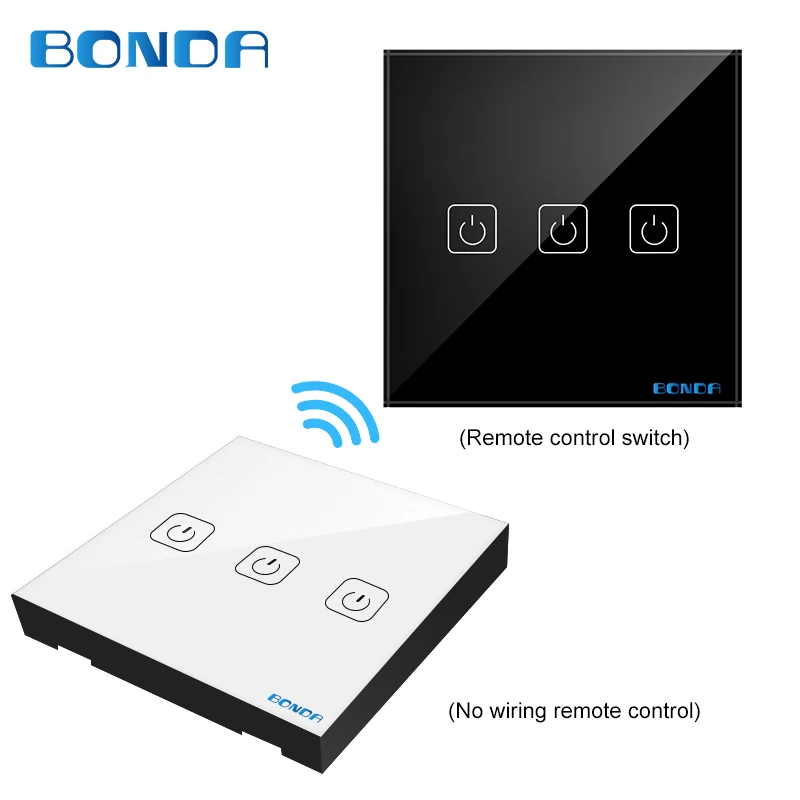 BONDA EU/UC Умный домашний сенсорный переключатель индукционного типа нетканый провод случайно прикреплен к панели из закаленного стекла через - Цвет: Black and white