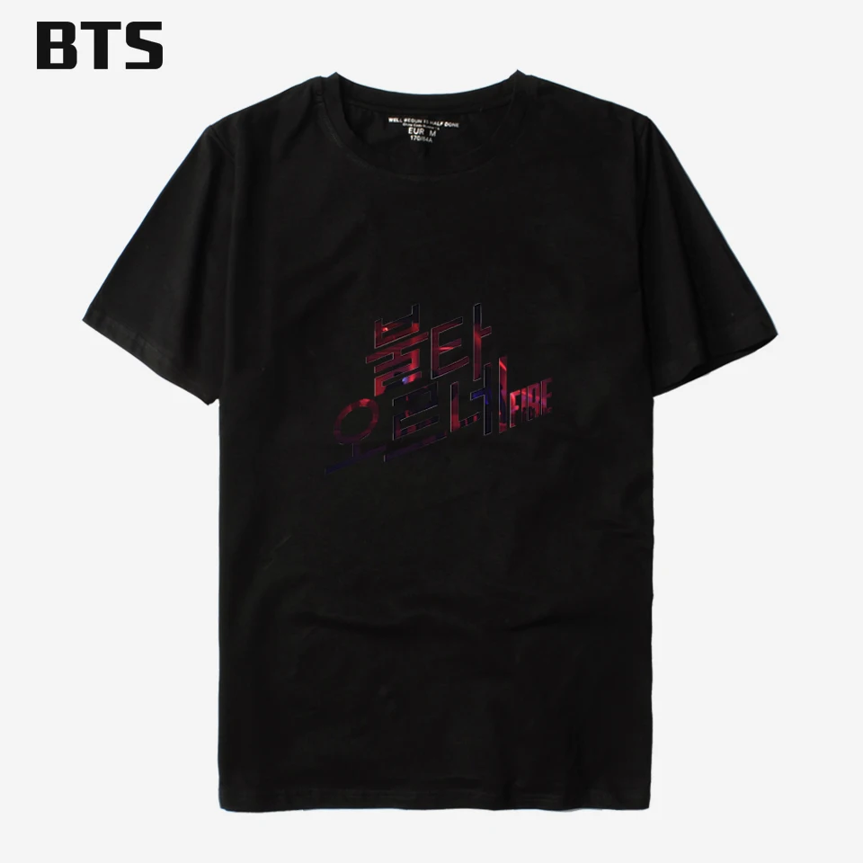 Bts в Корейском стиле с принтом букв футболка Для мужчин новые классные Топы корректирующие Повседневное мужской Для мужчин s футболка Для