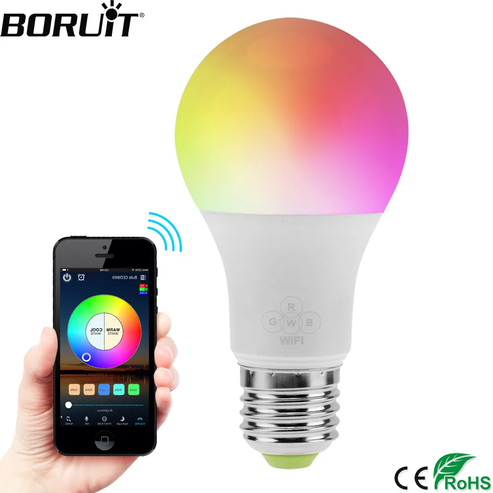 

BORUiT E27 Smart LED WiFi Bulb RGB White Timing Function Dimmable Lamp 220V 110V Compatible with APP for Alexa/Google Home