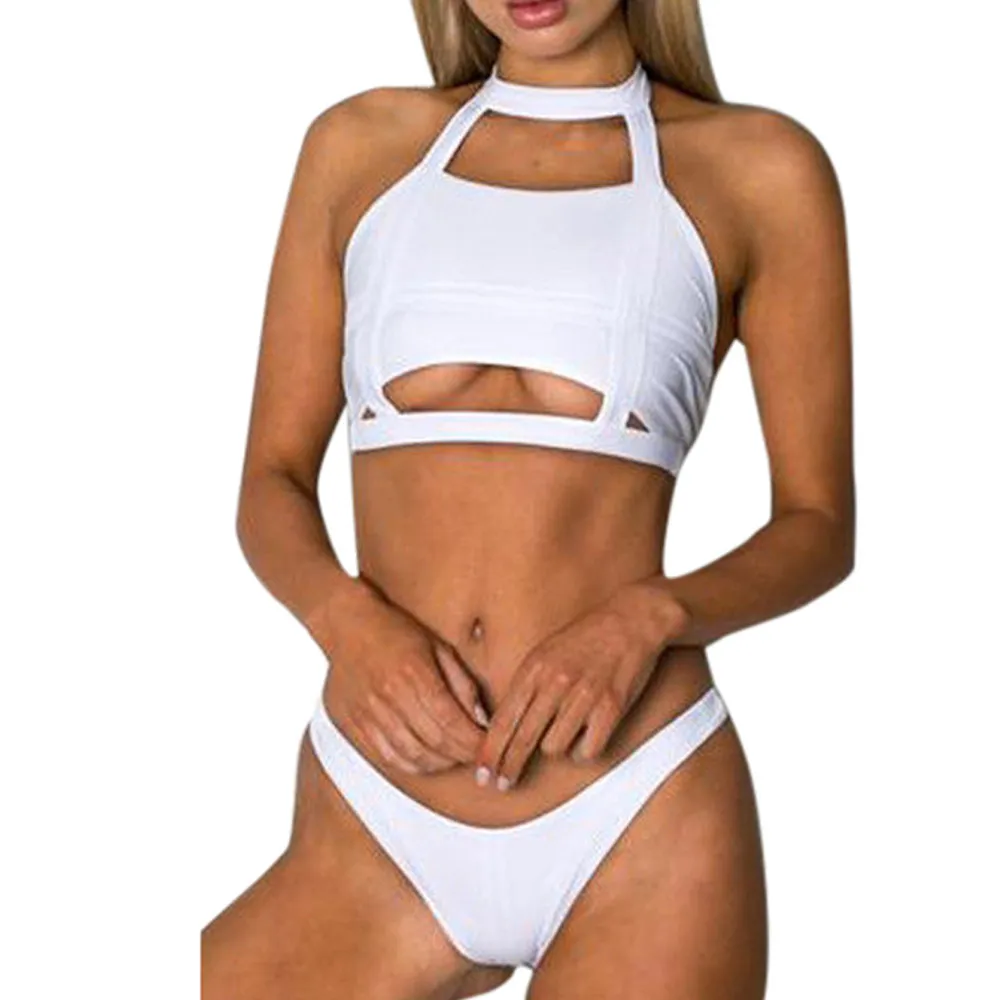 ISHOWTIENDA Лето трусики бикини 2019 mujer для женщин Девушка Мягкий бинты пикантные пляжные Холтер комплект ванный комплект купальники для ма