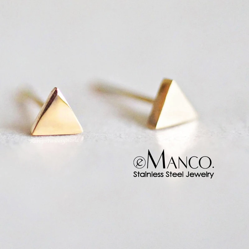 

eManco Wholesale Small Triangle Stainless Steel Earrings for women Career style Minimalist Geometric Earring Studs Jewellery