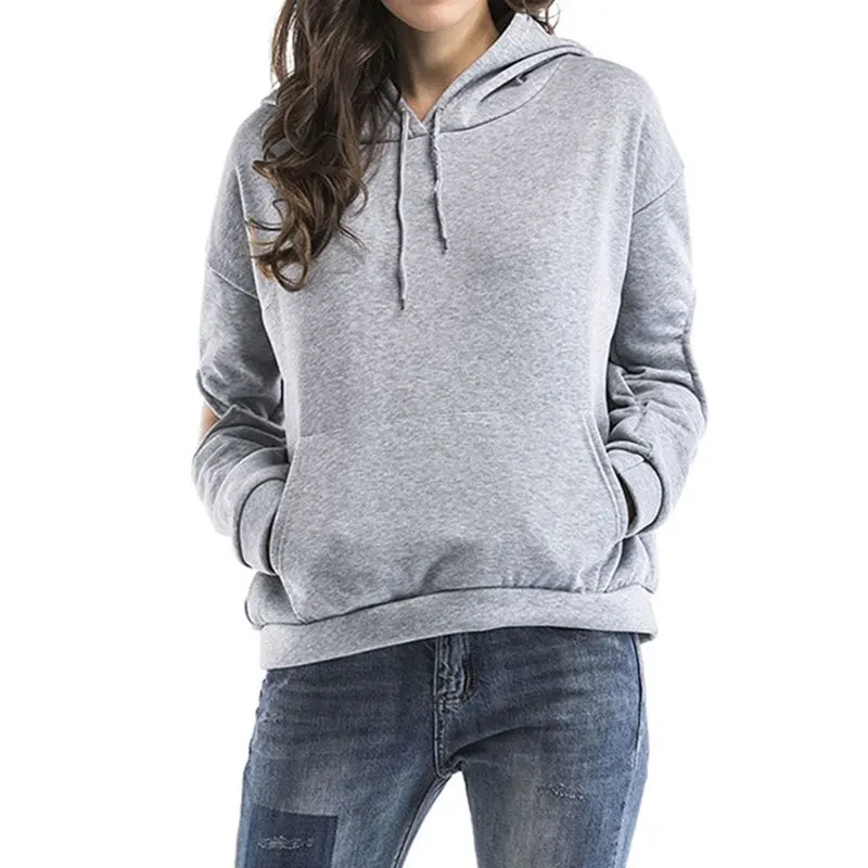

2019 Winter Casual OL Plus Size Black Women Hoodies Loose Thick Hooded Pocket Plain Autumn Female Active Simple Fall Sweatshirts