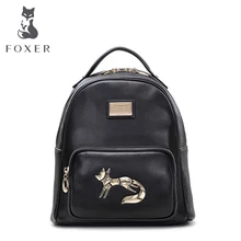FOXER Marca Mujeres Del cuero Genuino Mochila Girls school bag ladies soft preppy style mochilas
