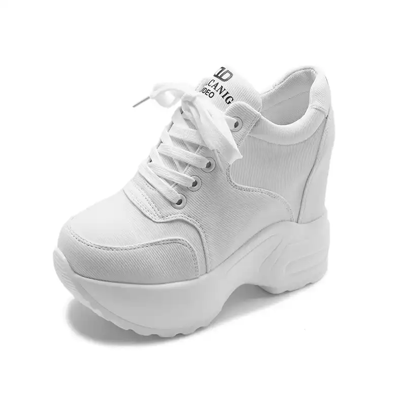 white heeled trainers