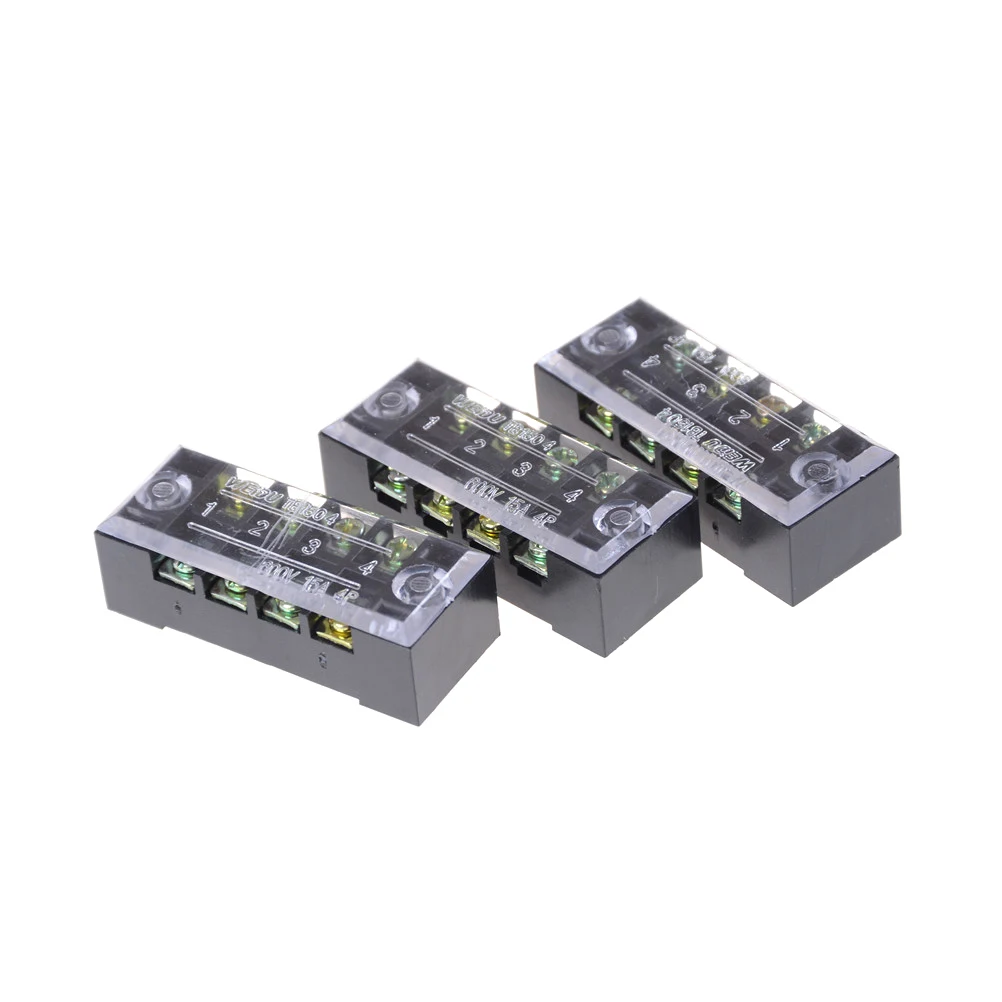 3PCS 600V 15A 2 Row 8 Positions 8P Covered Screw Terminal Barrier Strip Block Ic