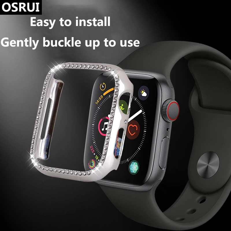 Чехол со стразами для Apple watch, 4 ремешка, 44 мм/40 мм, чехол correa iwatch, ремешок 42 мм, 38 мм, 4, 3, защитный чехол с кристаллами, аксессуары для часов