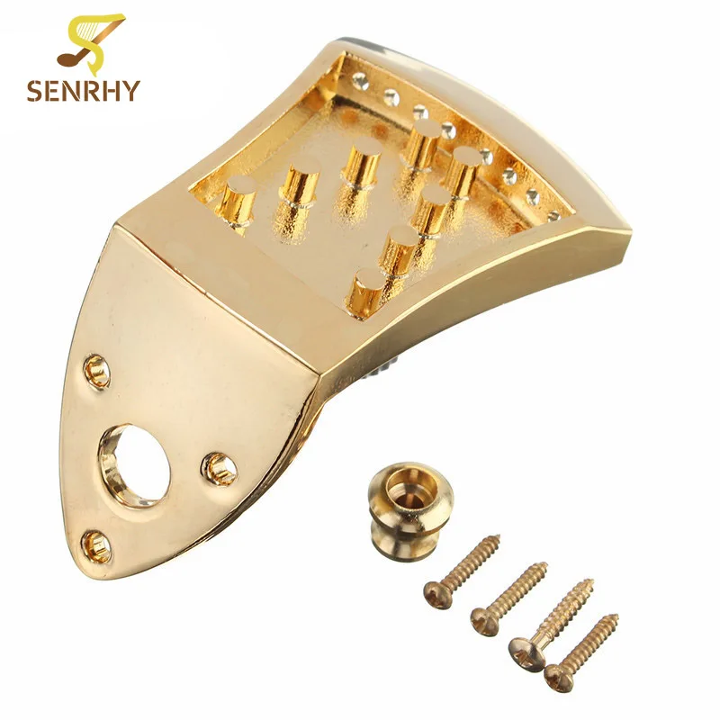 Senrhy 75x45x9mm Metal Golden Triangle 8 String Mandolin Tailpiece For