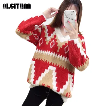 

Autumn New Design Women's Sweater Spring V-neck Loose Pullover Girls Sweater Casual Knit Bottoming Ladies Sweater SW825