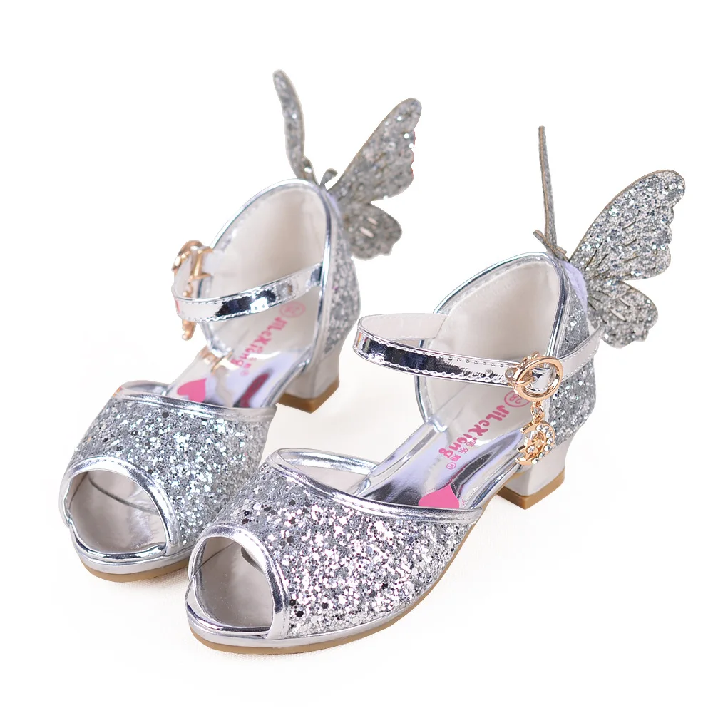 2019 summer new girls sandals girl shoes Butterfly Sequin Non slip ...