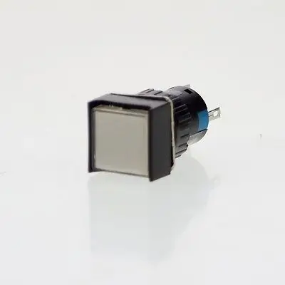 5x DC24V White Squared Indicator Panel Mount Self-locked Push Button Switch 16mm