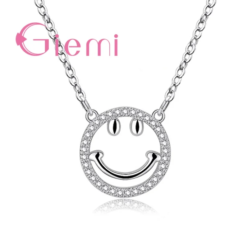 

Jewelry For Women Smile Face Shape Pendant Necklace Bracelet Bangles Stud Earrings Micro Pave Clear Crystal