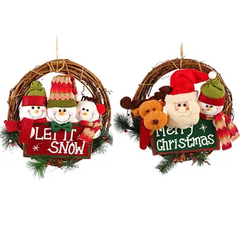 

Big 33cm Christmas Wreath Wood Christmas Decor For Home Santa Snowman Grand Tree Christmas Gift Xmas Ornament Pendant Navidad