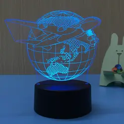 Самолет земли 3D светодио дный лампа ночник USB светодио дный Иллюзия атмосферу видения настольная лампа для детей Украшения в спальню