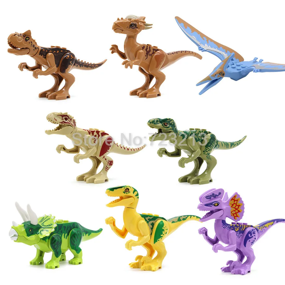 

8pcs/lot Jurassic World Jurassic Dinosaur Figure Set MOC Kids Animal Building Blocks Sets Model Education Toys