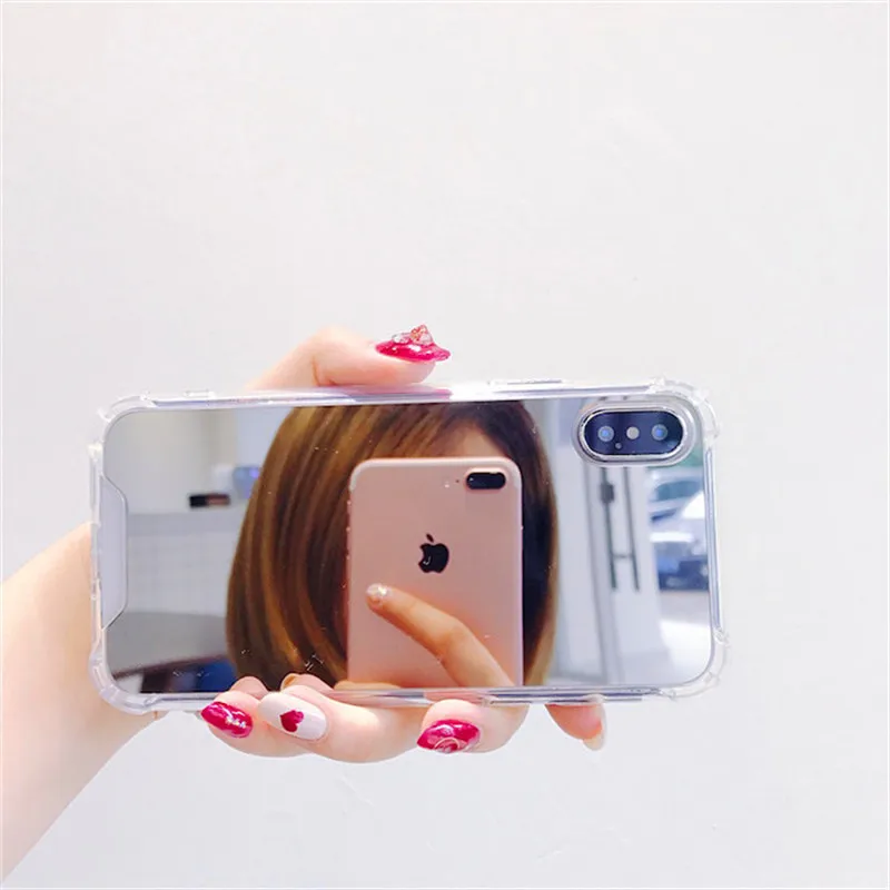 LUDI Fashion Mirror Hard Phone Case for iphone 7 8 6 6s Plus Anti-knock Back Cover for iphone X Case 7