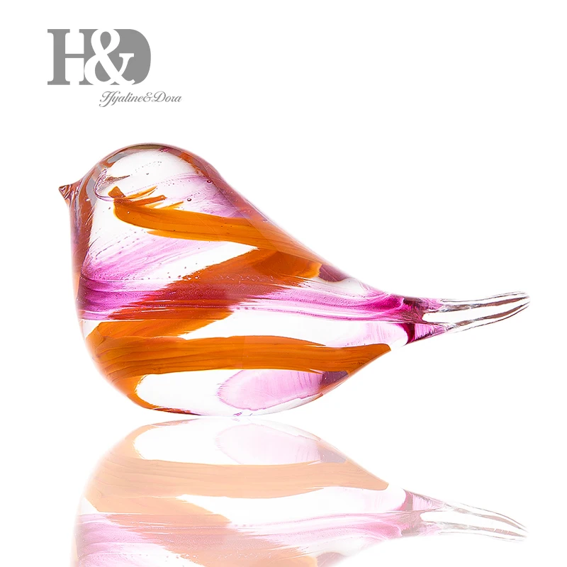 H&D 9 Styles Glass Blown Paperweight Bird Craft Unique Handmade Fancy Collectibles Gifts for Wedding Office Decor