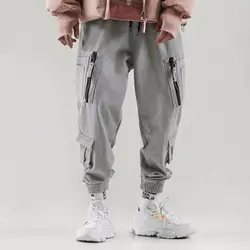 Idopy/модные мужские брюки-карго в стиле «Hi-street»; облегающие брюки в стиле хип-хоп с карманами в стиле пэчворк; брюки для бега с манжетами для