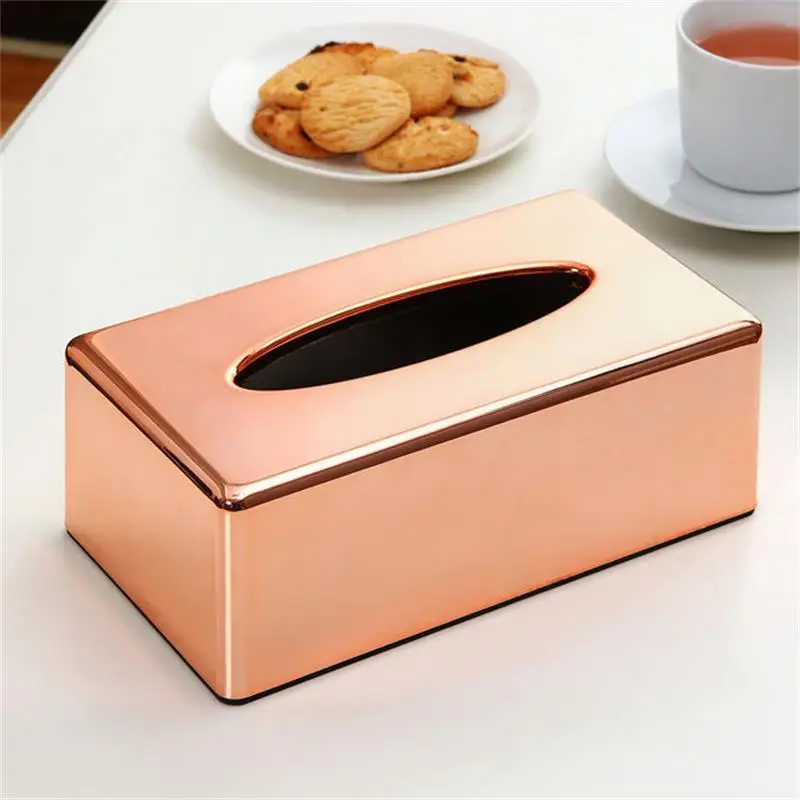 

Tissue Box Paper Rack Elegant Royal Rose Gold Car Home Rectangle Shaped Container Towel Napkin Tissue Holder