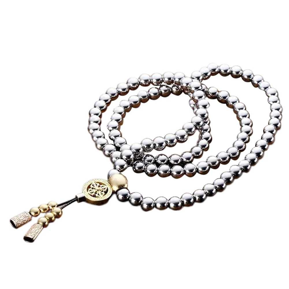 108 Buddha Beads Necklace Chain Outdoor Full Steel Self Defense Hand Bracelet Chain Personal Protection Multi Tools