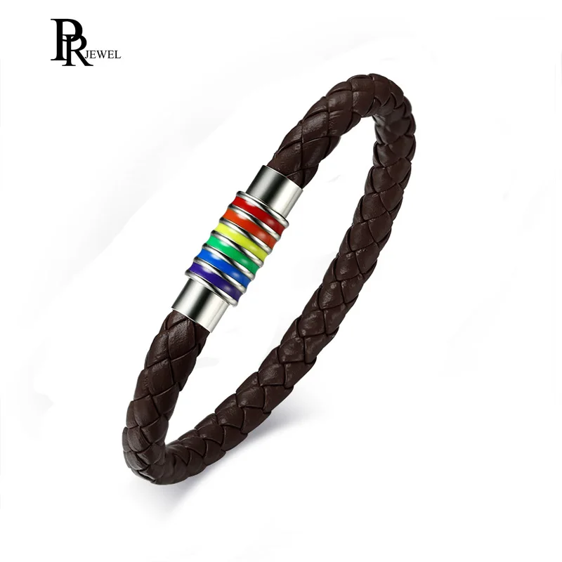 Pu Leather Weave Plaited Bracelet Gay Lesbian Pride