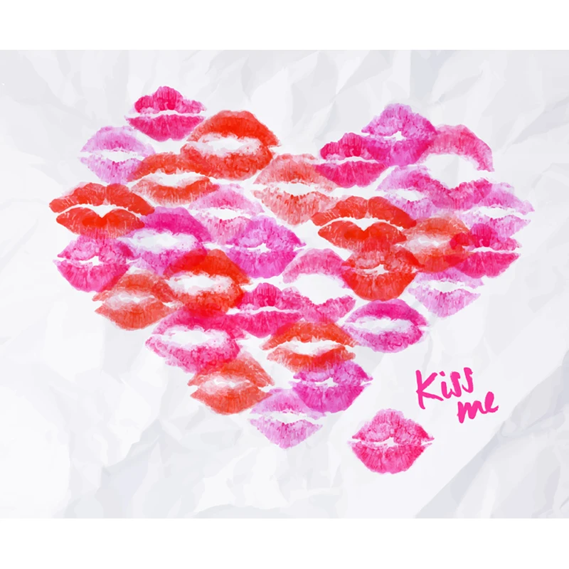 Valentine's Day Vinyl Photography Backdrops Lip prints Customized Computer Printed Background Love valentine 8X8ft F-1763 10x10ft vinyl backdrops for photography valentine day photography background qr217