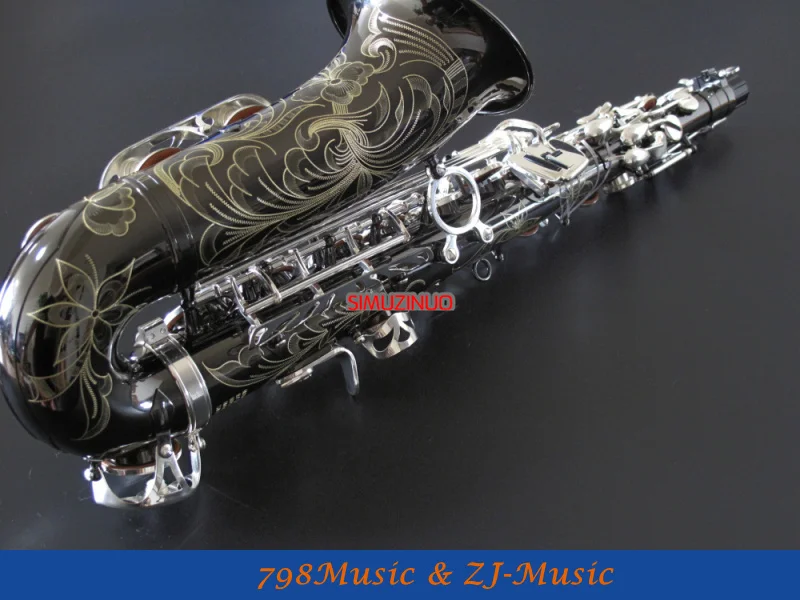 Черный никелевый корпус и серебряные ключи альт саксофон Sax Eb key High F Новый чехол
