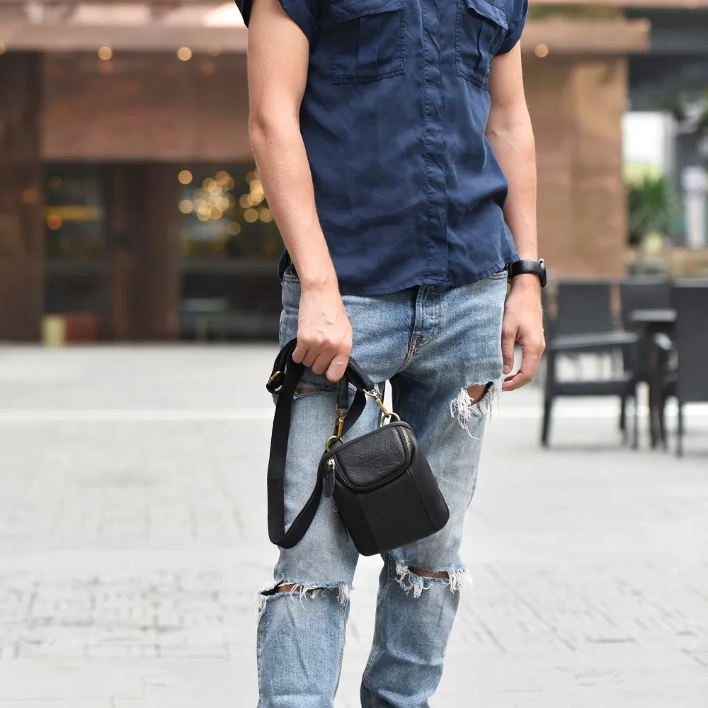 AETOO Leather Messenger Bag casual vintage Leather Phone Pocket Shoulder Bag Mini Men's Flap Soft Leather Small Bag