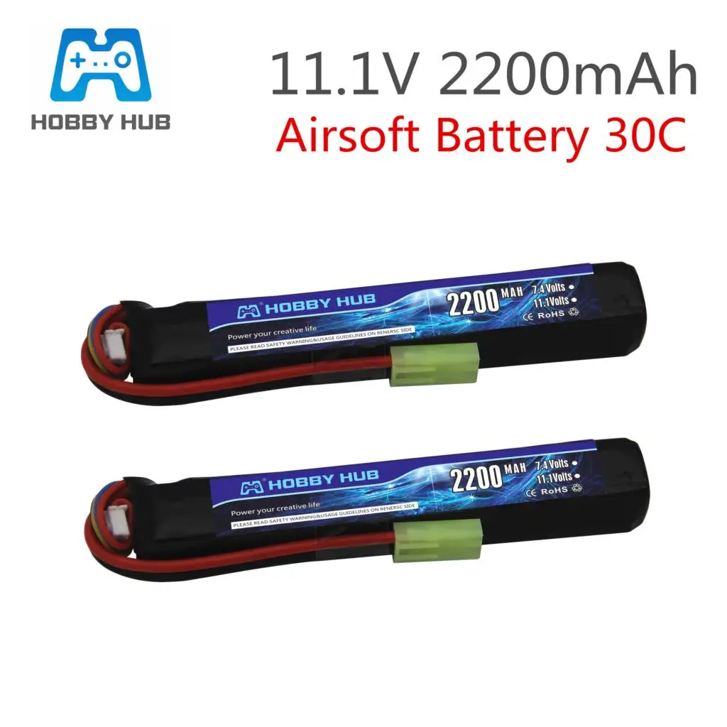 

2pcs Hobby Hub RC Lipo battery 11.1V 2200MAH 30C 3S AKKU Mini Airsoft Gun Battery BB Air Pistol Electric Toys RC Parts