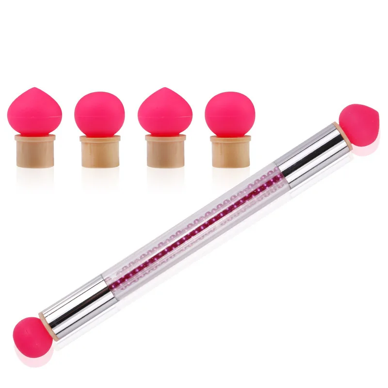 

Double Heads Sponge Pen Brushes Strong Tip Round Replaceable Powder Nail Art Tool UV Gel Polish Silica Gel Gradient Painting Pen