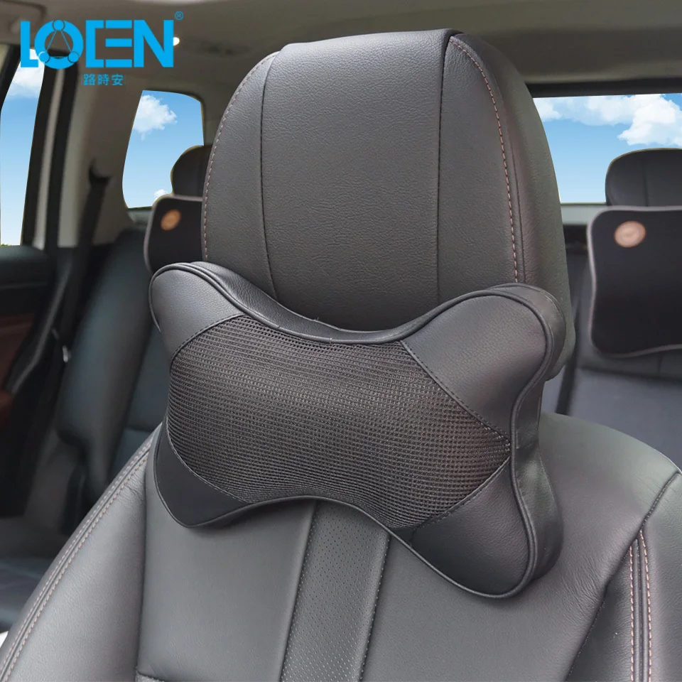 

Automobile Neck Pillow Leather Car Headrest Head Support Pillow Black Cotton Soft Breathable 29*20*9cm 4 Colors Universal