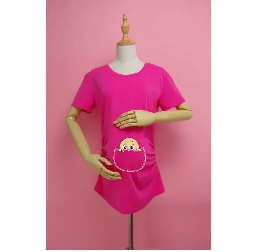 GSCH забавная Футболка для беременных S рукав Одежда для беременных женские футболки для беременных Плюс Размер Топ bxxr - Цвет: rose red