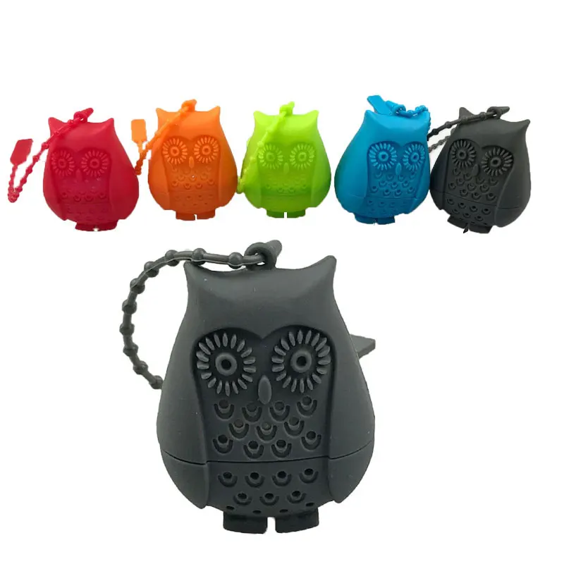 

Tea Infusers Night Owl Tea Bag Food Grade Leaf Herbal Spice Filter Strainers Creative Filter Loose Silicone Diffuser 2019 New