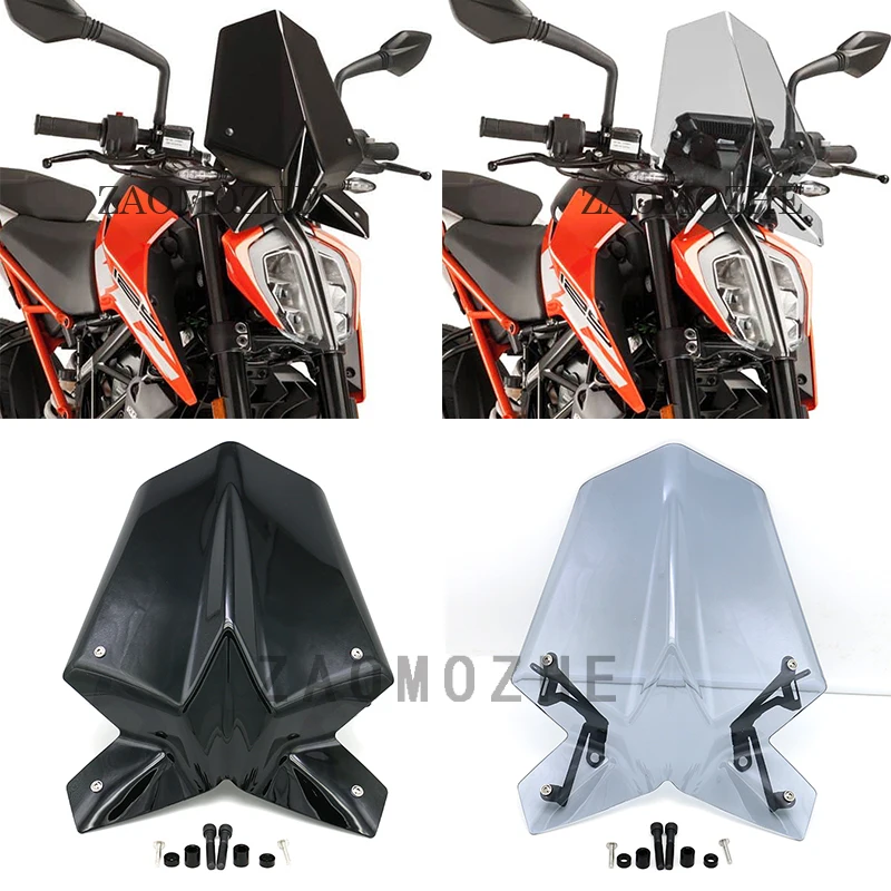 

for KTM Duke 125 390 Duke125 Duke390 2017 2018 Motorcycle ABS Windshield Windscreen w/ Mounting Bracket Wind deflector