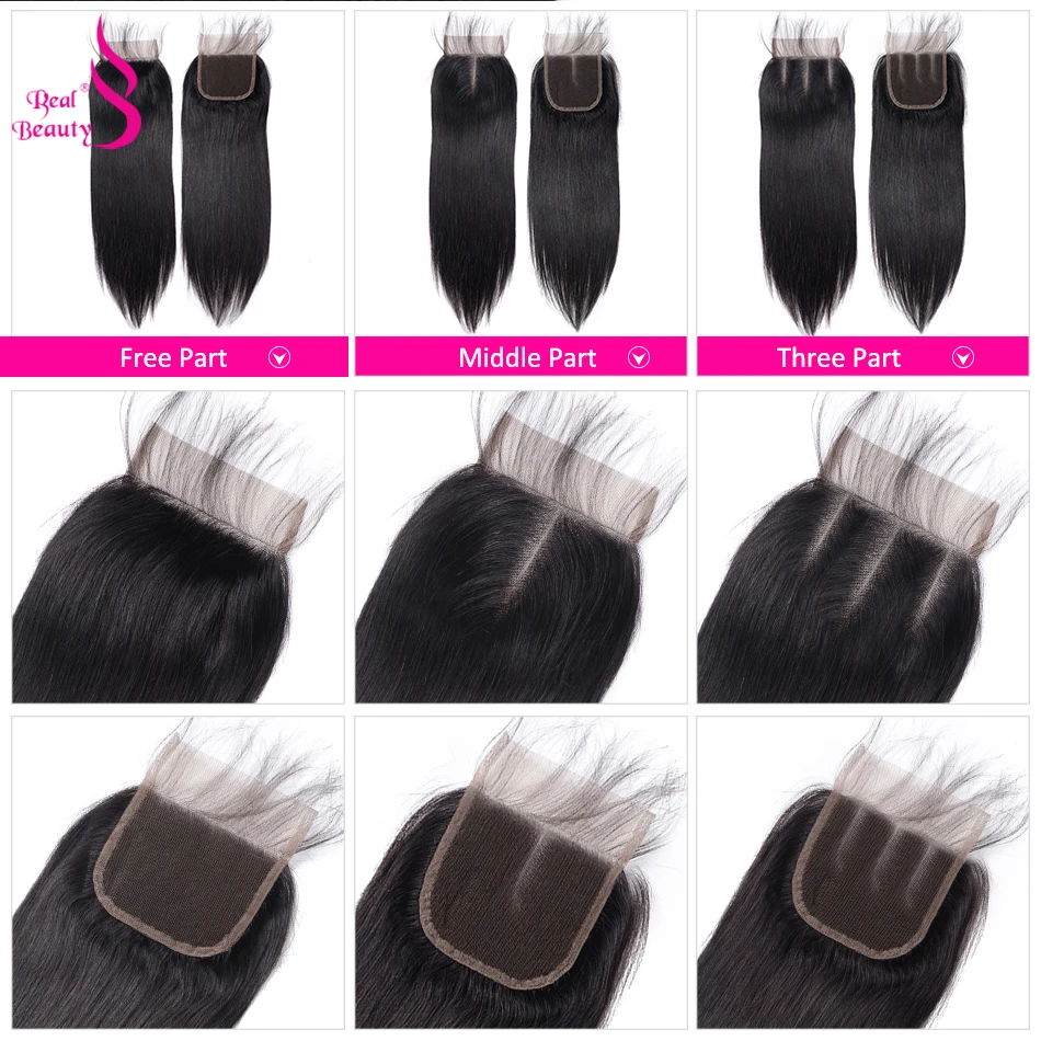Real Beauty Brazilian Straight Hair Lace Closure ThreeFreeMiddle Part Remy Human Hair 4x4 inch Swiss Lace Closure (2)