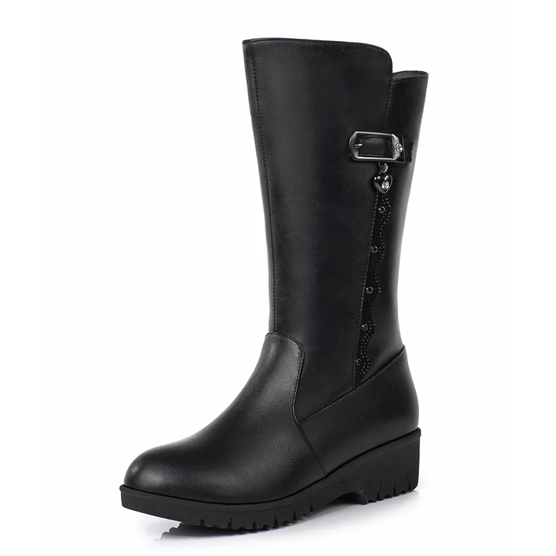 

Plus Size Warm Comfort Plush / Wool Boots Women Shoes Snow Boots 2018 New Winter Fashion Wedges Real Leather Boots In-tube Boots