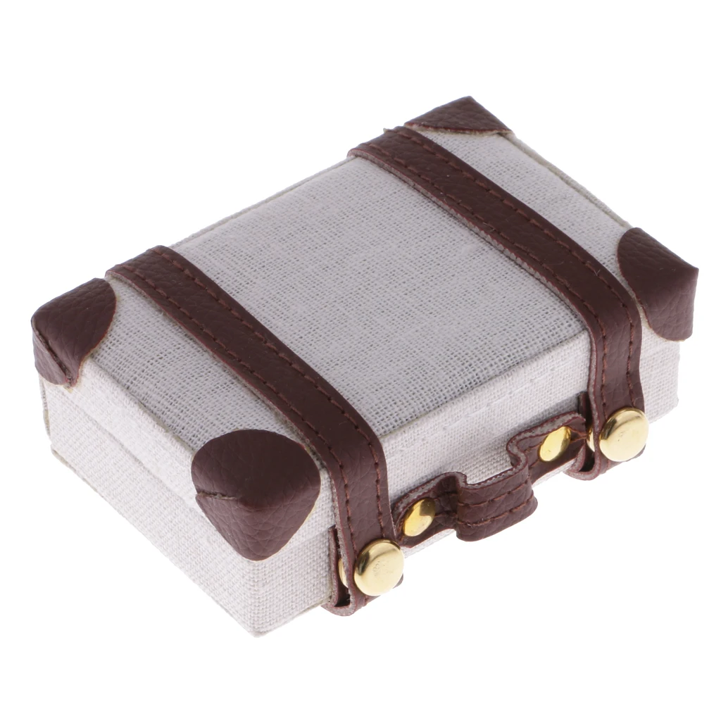 1/6 Scale Dolls House Vintage Suitcase Luggage Cases Wooden Miniature Dollhouse Decoration