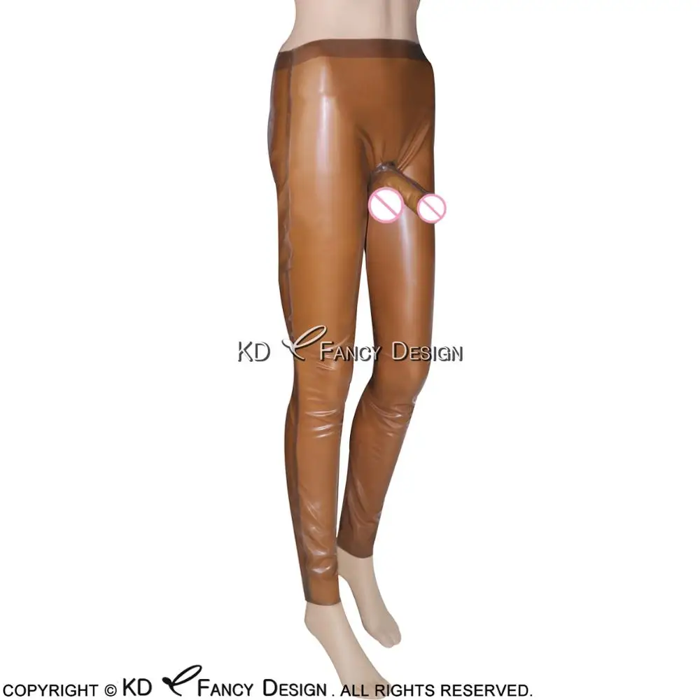 Transparent Black Latex Legging With Glued Penis Sheath Rubber Trousers  Pants Plus Size CK-0005